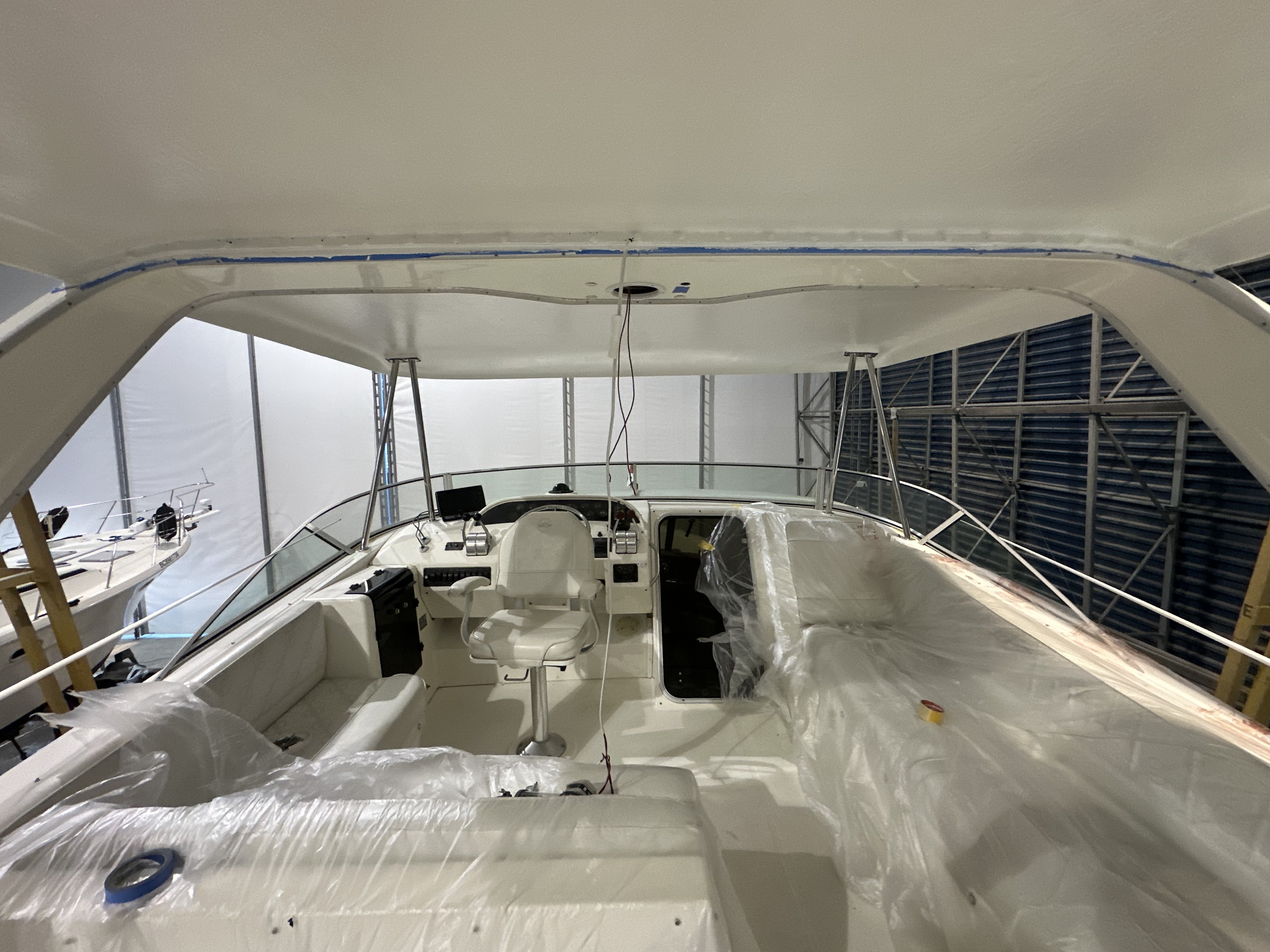New build deck and cockpit before fit-out, Essential Shipyard